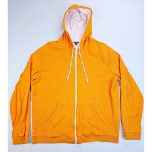Vince Size XL Mens Waffle Knit Full Zip Orange Long Sleeve Pocket Cotton Hoodie